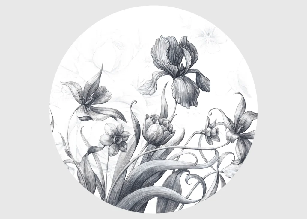 Samolepící vliesová fototapeta na zed' Kreslený Motiv Květin | 70 x 70 cm | CR 3212