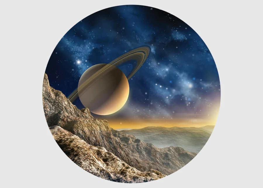 Samolepící vliesová fototapeta na zed' Východ Saturnu | 70 x 70 cm | CR 3215