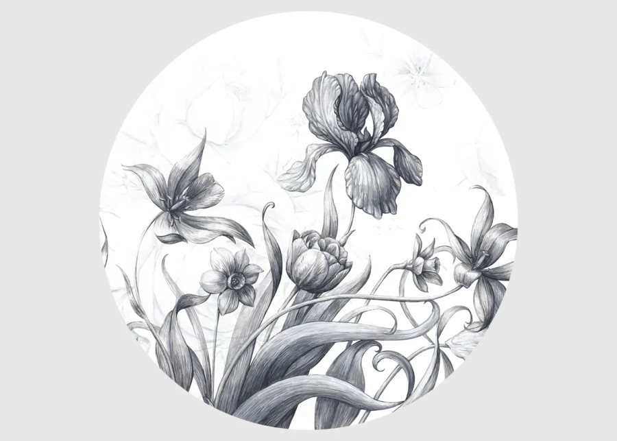 Samolepící vliesová fototapeta na zed' Kreslený Motiv Květin | 140 x 140 cm | CR 3312