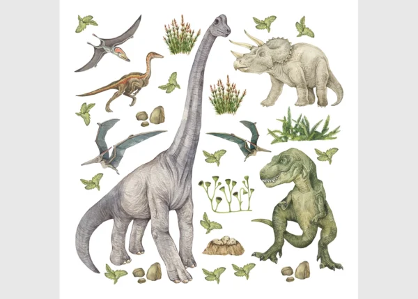 Dětská samolepka na zeď Dino | 30 x 30 cm | DKS 3821