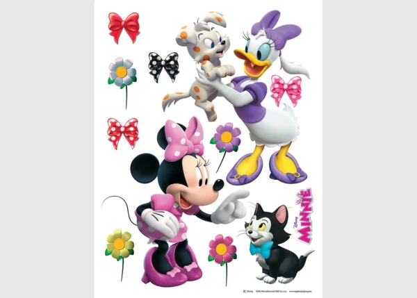 Dětská samolepka na zeď Disney Minnie a Daisy se Zvířátky | 65 x 85 cm | DDK1768