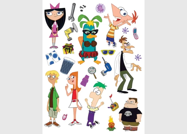 Dětská samolepka na zeď Disney Phineas a Ferb | 65 x 85 cm | DDK868