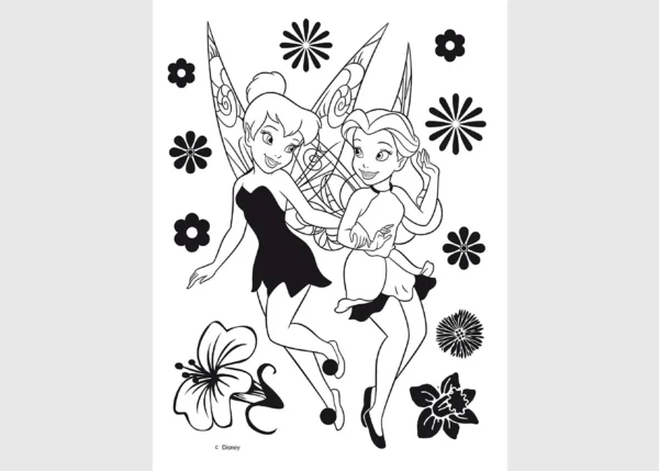Dětská samolepka na zeď Disney Víly černobílé | 65 x 85 cm | DDK874