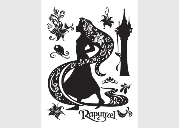 Dětská samolepka na zeď Disney Locika černobílá | 65 x 85 cm | DDK879