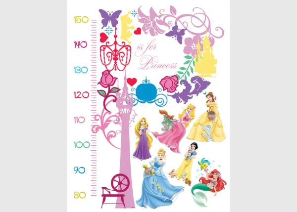 Dětská samolepka na zeď Disney Princezny – Růstová Tabulka | 65 x 85 cm | DDK893