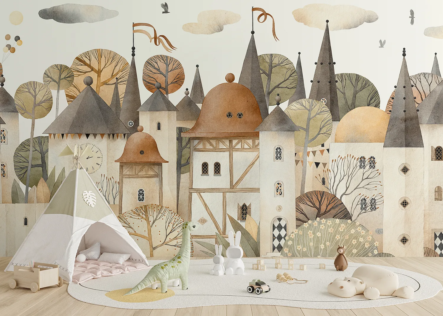 Dětská fototapeta na míru Akvarelové Město | Vliesová fototapeta na zed' | DFTD5P 352395 3