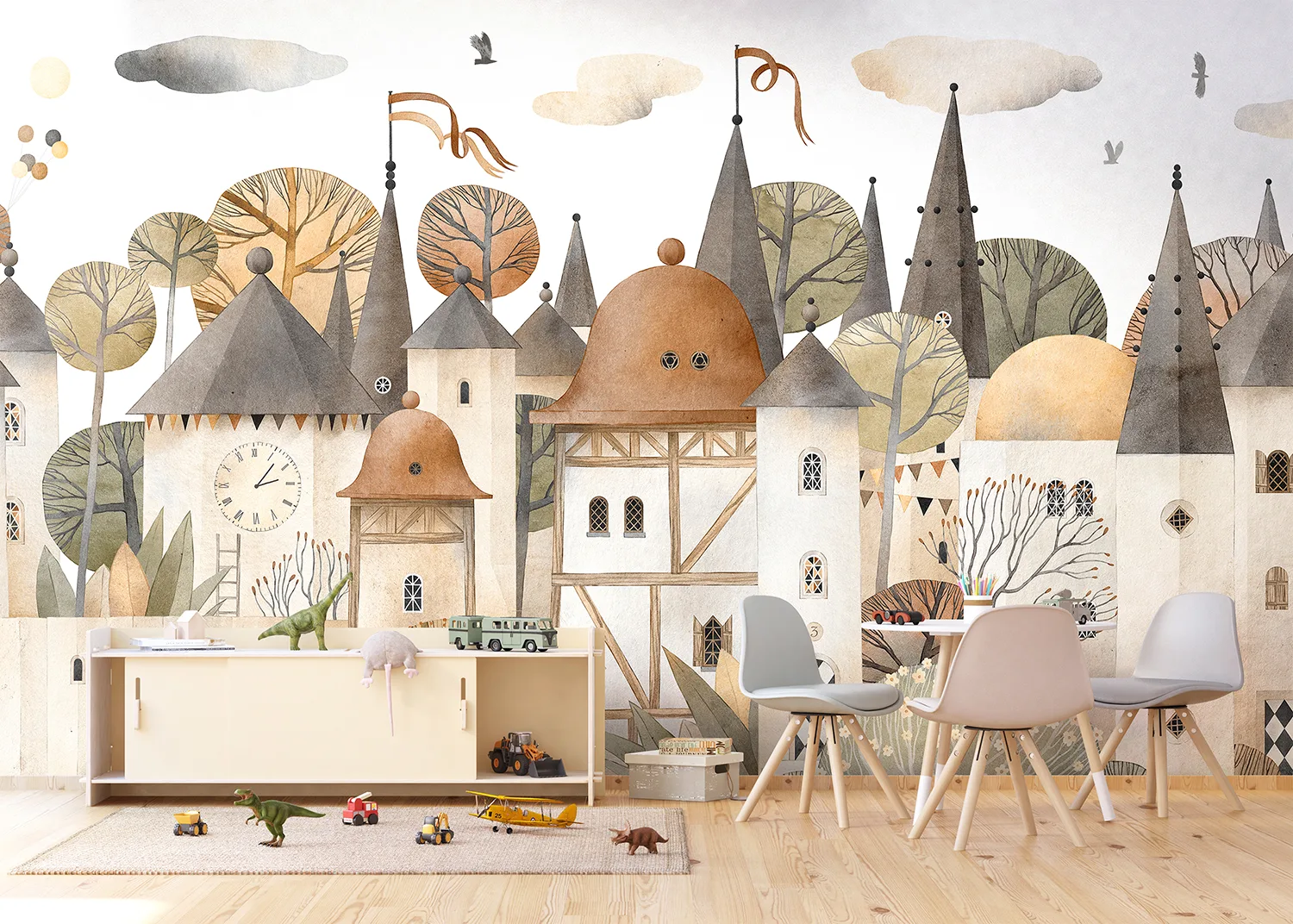 Dětská fototapeta na míru Akvarelové Město | Vliesová fototapeta na zed' | DFTD5P 352395 2