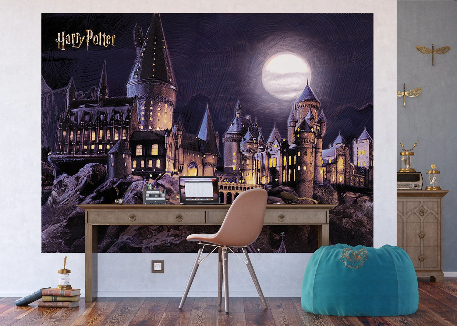 Dětská vliesová fototapeta na zed' Harry Potter Bradavice | 252 x 182 cm | FTDXL 1973