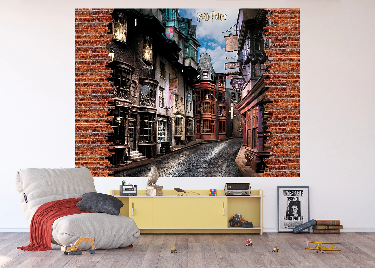 Dětská vliesová fototapeta na zed' Harry Potter a Příčná Ulice | 252 x 182 cm | FTDXL 1979