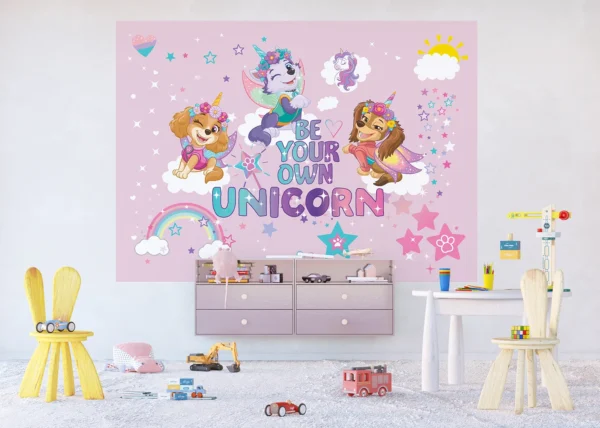 Dětská vliesová fototapeta na zed' Tlapková Patrola Jednorožec | 252 x 182 cm | FTDXL 2061