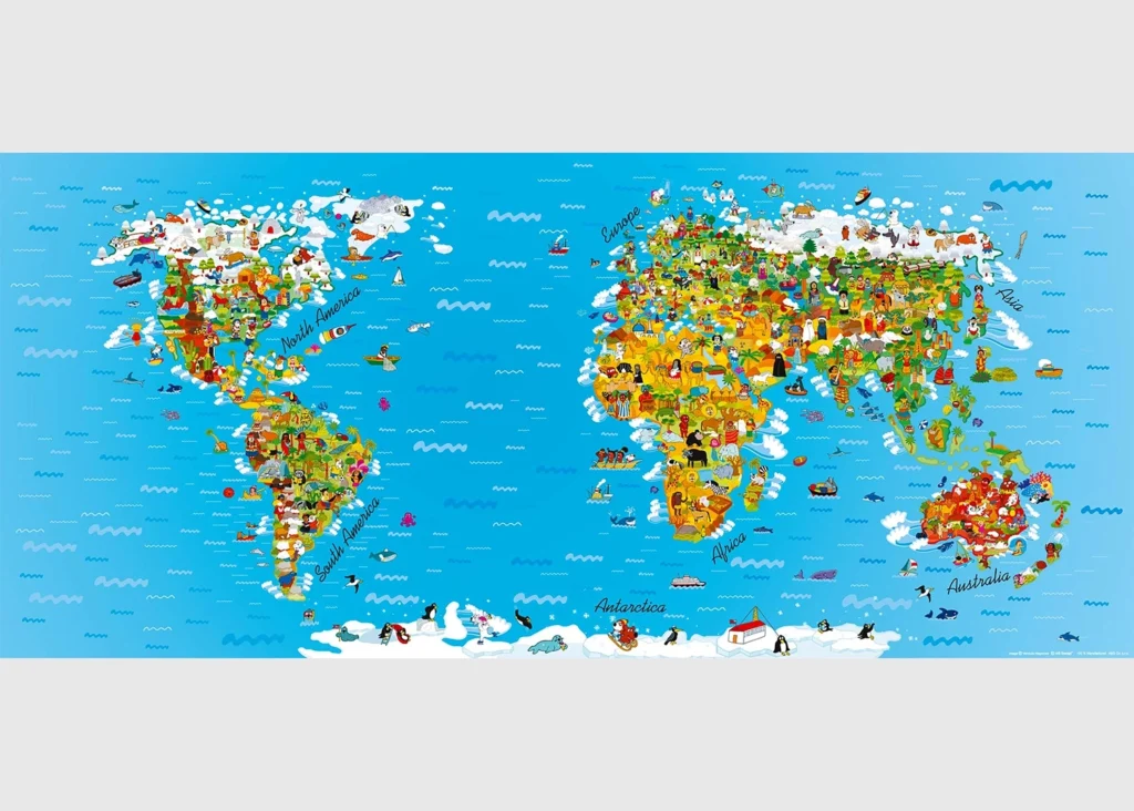 Dětská vliesová fototapeta na zed' Dětská Mapa Světa | 202 x 90 cm | FTNH 2731