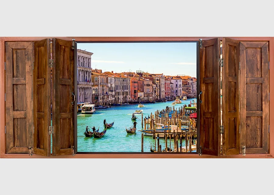 Vliesová fototapeta na zed' Okno do Benátek | 202 x 90 cm | FTNH 2753