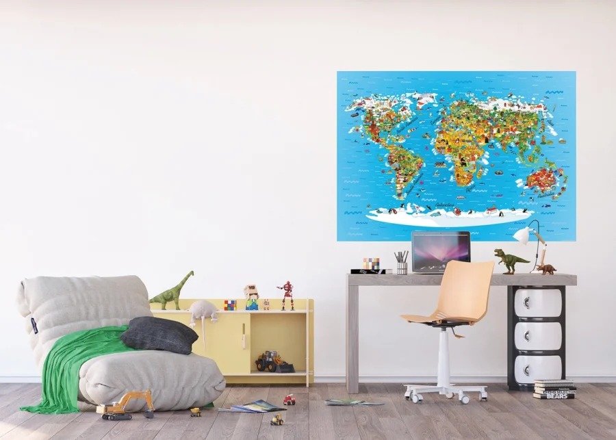 Dětská vliesová fototapeta na zed' Dětská Mapa Světa | 155 x 110 cm | FTNM 2650 - Image 2