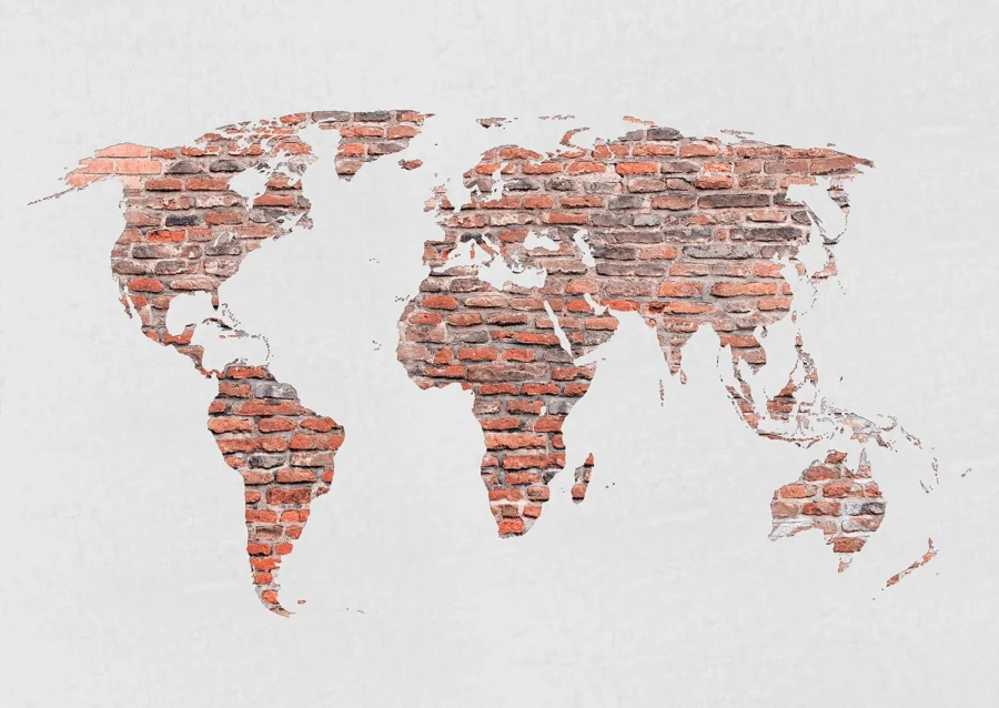 Vliesová fototapeta na zed' Cihlová Mapa Světa | 155 x 110 cm | FTNM 2695