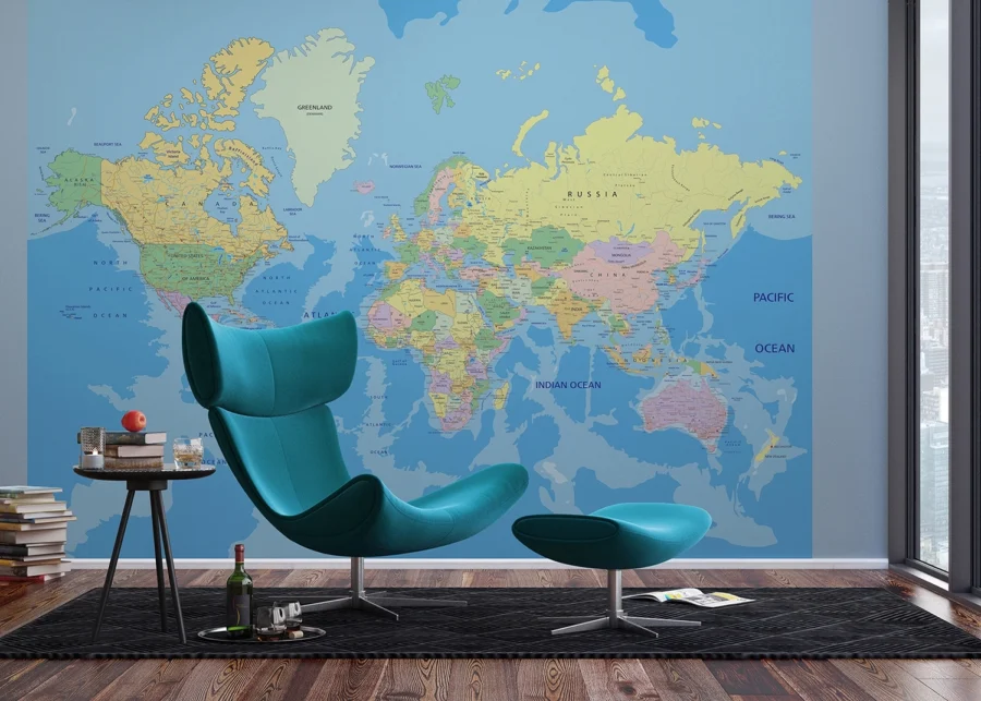 Vliesová fototapeta na zed' Politická Mapa Světa | 375 x 270 cm | FTNXXL 2495