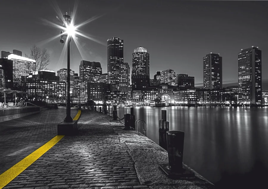 Vliesová fototapeta na zed' Noční Nábřeží Bostonu | 360 x 254 cm | FTS 1317