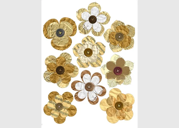 Samolepka na zeď Papírové Květiny | 65 x 85 cm | DF1033