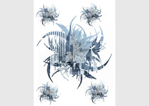 Samolepka na zeď Městská Květina | 65 x 85 cm | DF1054