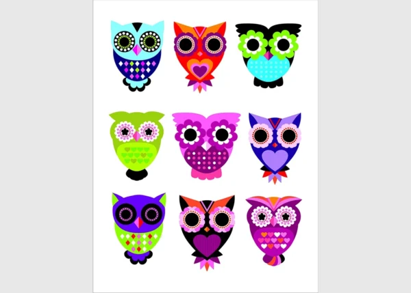 Dětská samolepka na zeď Sovičky | 65 x 85 cm | K 1022