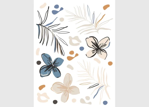 Samolepka na zeď Vektorové Květy | 65 x 85 cm | DSB 4201