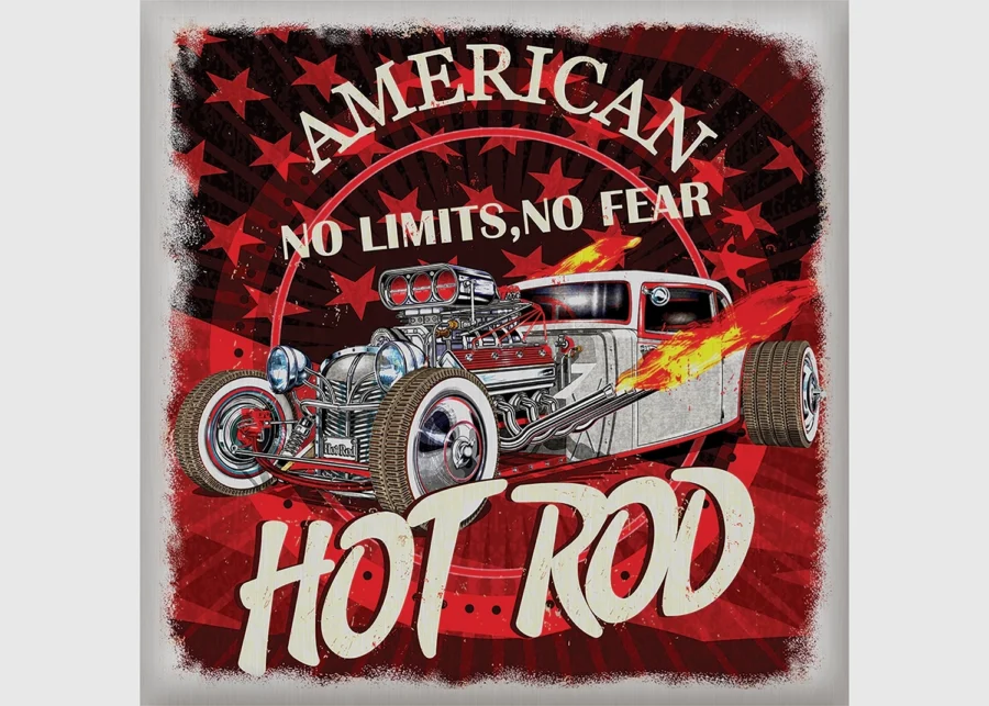 Samolepka na zeď American Hot Rod | 30 x 30 cm | SS 3852