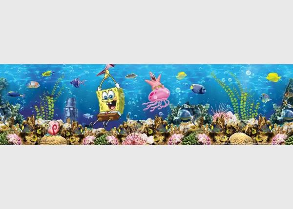 Dětská samolepící bordura na zeď Spongebob Podvodní Dobrodružství | 5 m x 13.8 cm | WBD 8029