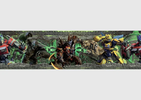 Dětská samolepící bordura na zeď Transformers Útok | 5 m x 13.8 cm | WBD 8037