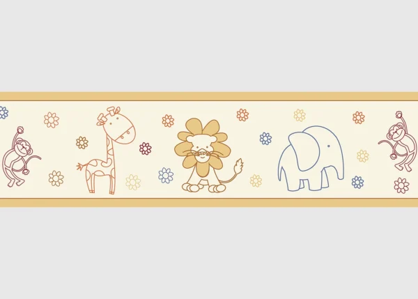 Dětská samolepící bordura na zeď Béžová Pohádka | 5 m x 13.8 cm | DWBD8051