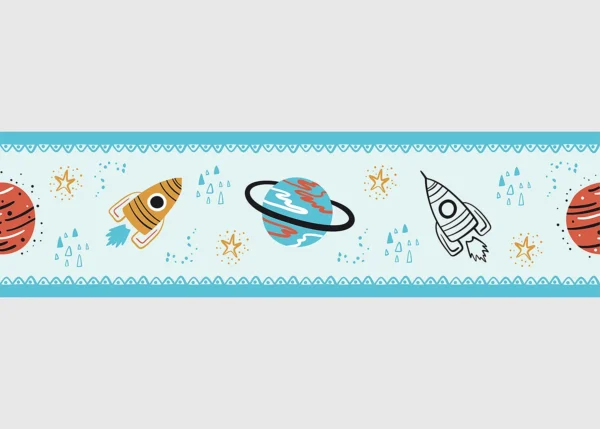 Dětská samolepící bordura na zeď Azurový Vesmír | 5 m x 13.8 cm | DWBD8055