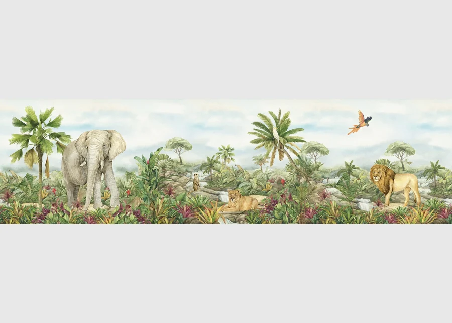 Dětská samolepící bordura na zeď Jungle | 5 m x 13.8 cm | WBD 8181