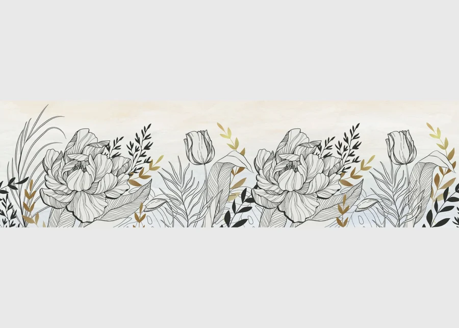 Samolepící bordura na zeď Kaligrafické Květiny | 5 m x 13.8 cm | WB 8419
