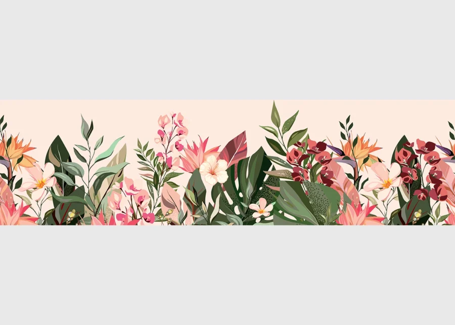 Samolepící bordura na zeď Kvetoucí Zahrada | 5 m x 13.8 cm | WB 8425