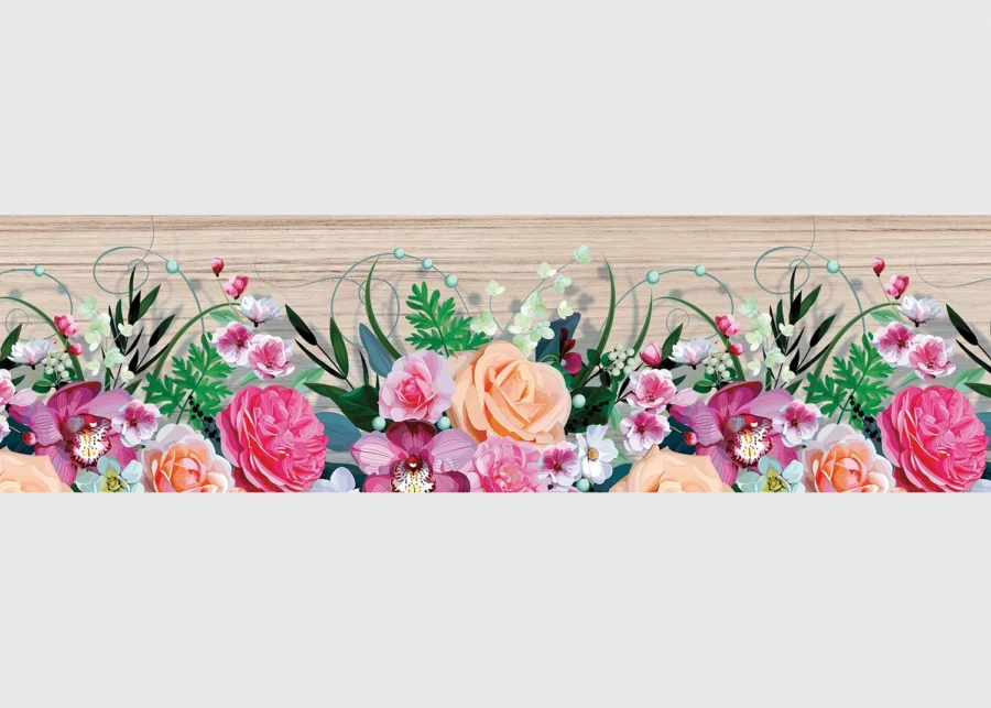 Samolepící bordura na zeď Květy | 5 m x 13.8 cm | WB 8240