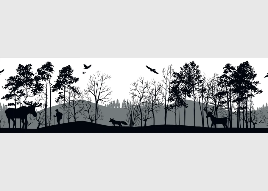 Samolepící bordura na zeď Lesní Silueta | 5 m x 13.8 cm | WB 8269