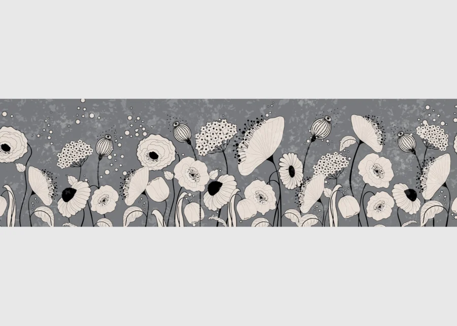 Samolepící bordura na zeď Sketch Kvetů | 5 m x 13.8 cm | WB 8411