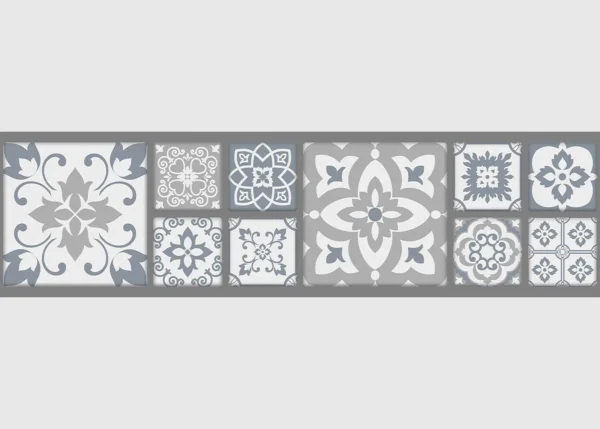 Samolepící bordura na zeď Šedá Patchworková Mozaika | 5 m x 13.8 cm | WB 8459