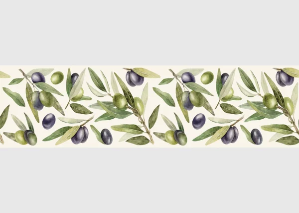 Samolepící bordura na zeď Olivová Ratolest Na Bílé | 5 m x 13.8 cm | DWB8519